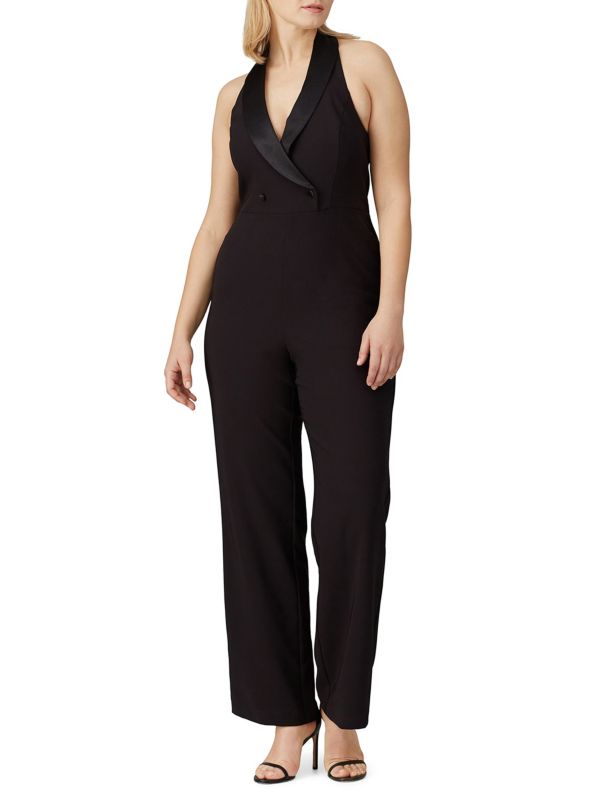 Aidan by Aidan Mattox Tuxedo Open Back Jumpsuit